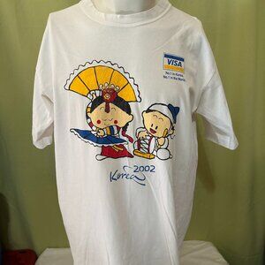 Vintage Korea 2002 World Cup Football Visa No. 1 Men's White T Shirt Size 2XL